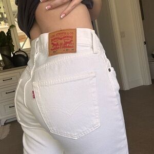 Levi's White High-Rise Straight Jeans